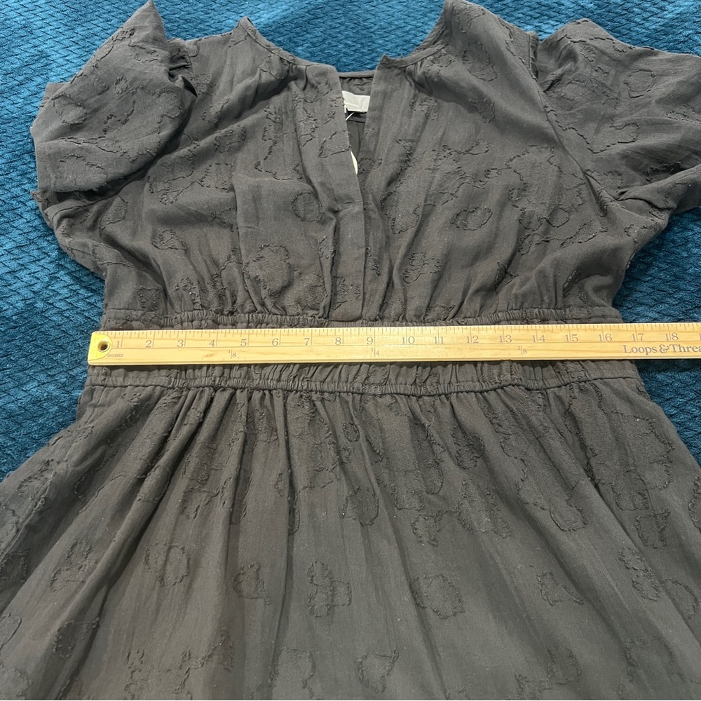 Anthropologie The Somerset Textured Black Mini Dress Cotton Peasant Tiered NWT - Picture 14 of 14